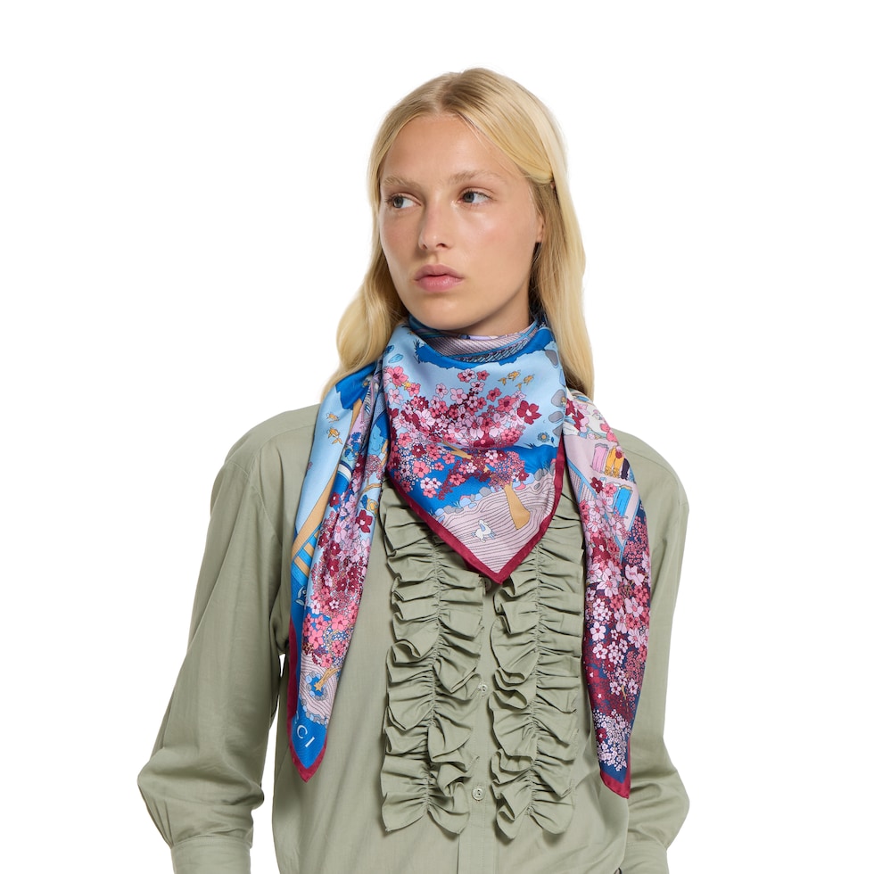 Printed silk twill carré