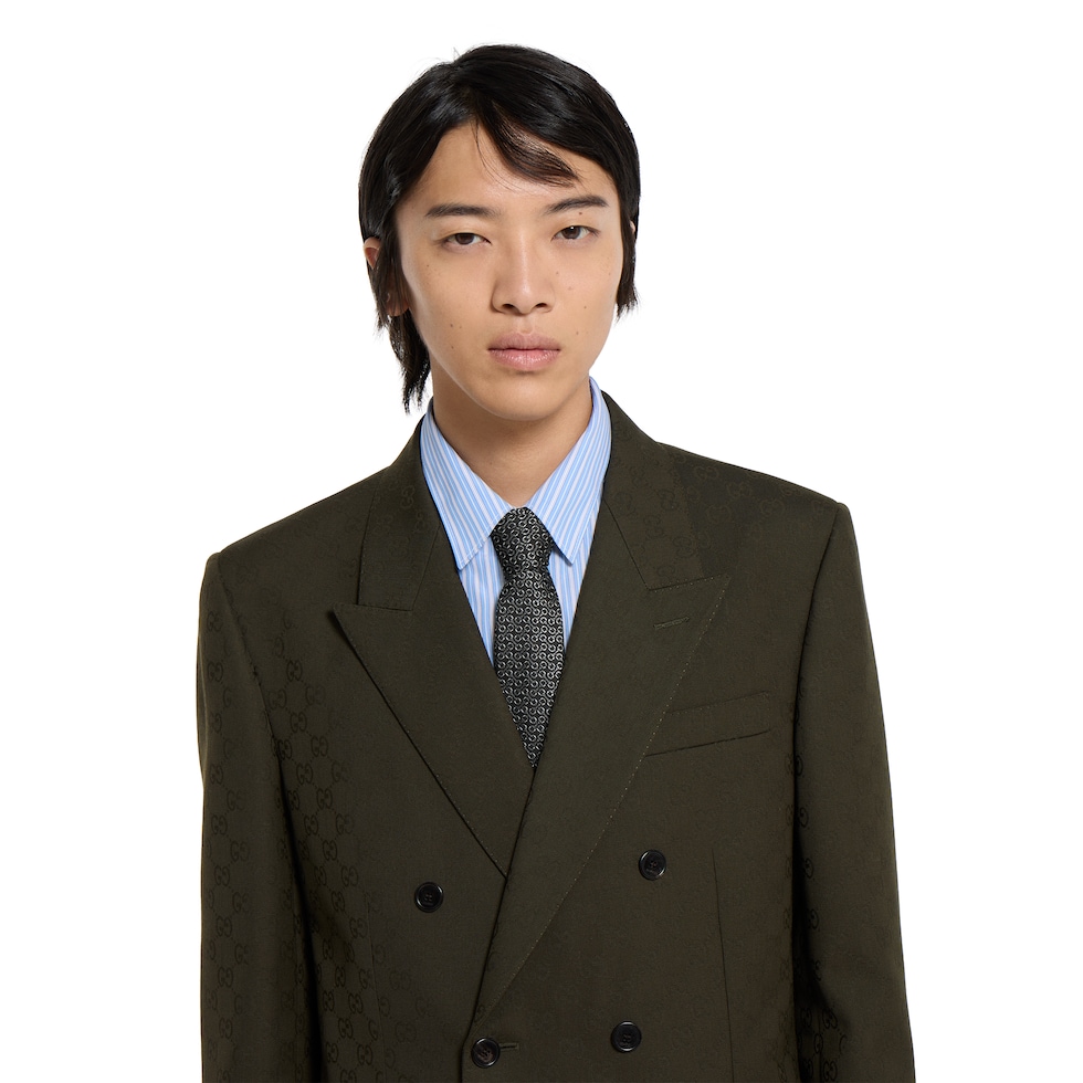 Horsebit silk jacquard tie