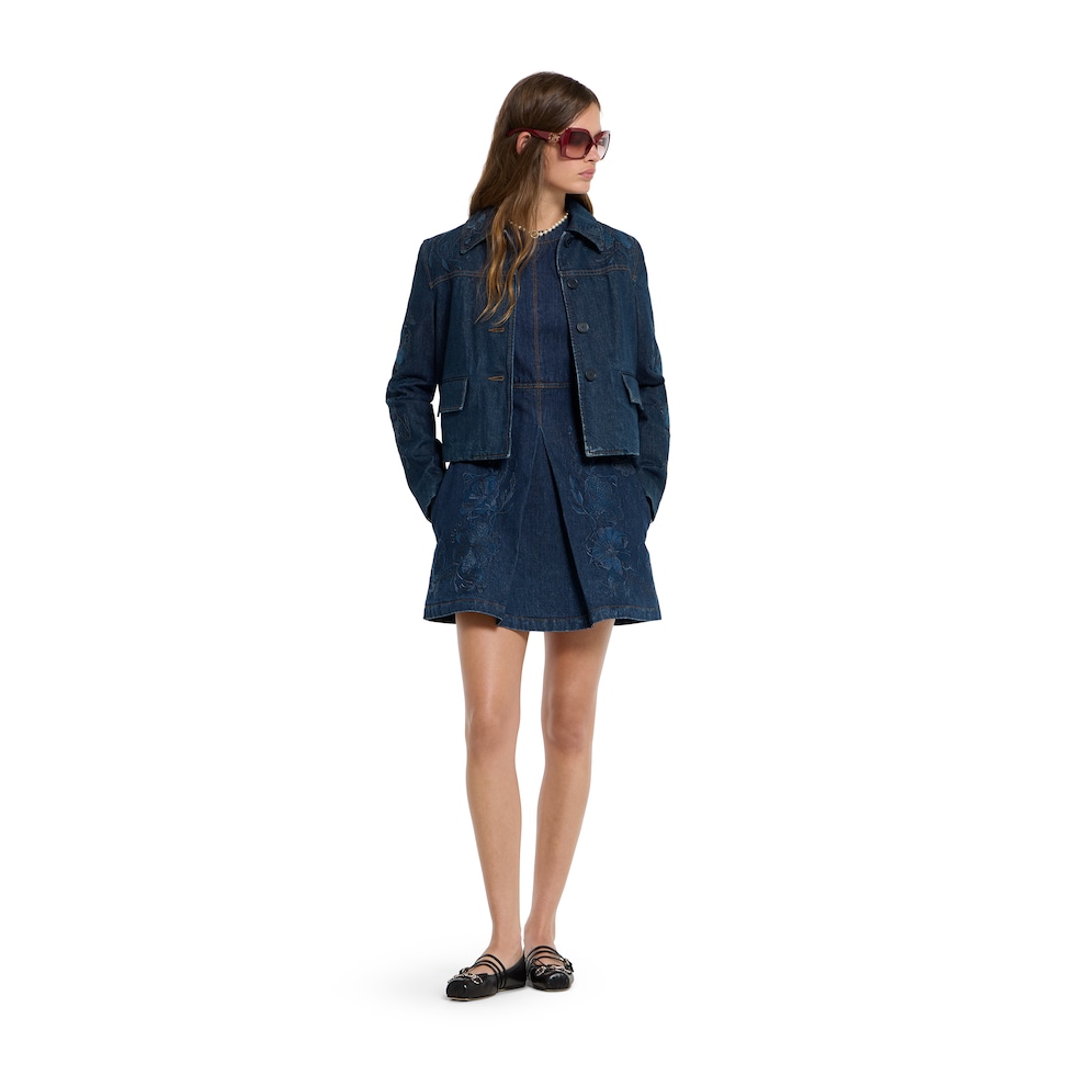 Denim dress with embroidery