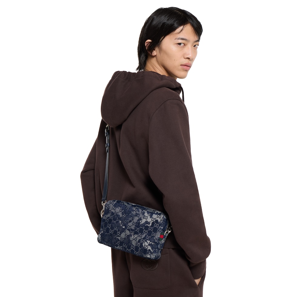 GG denim small crossbody bag