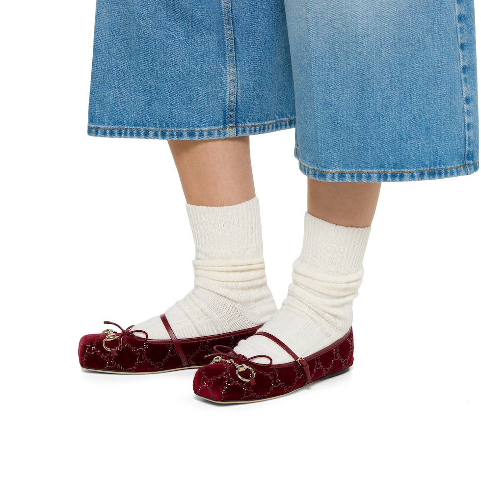 Ballerinas Gucci Horsebit con GG con cristales para mujer