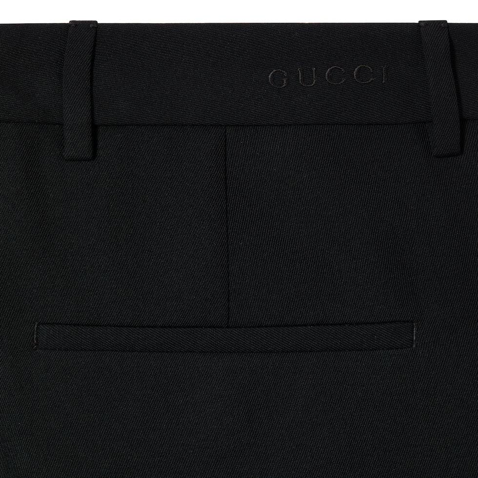 Wool gabardine pant with embroidery