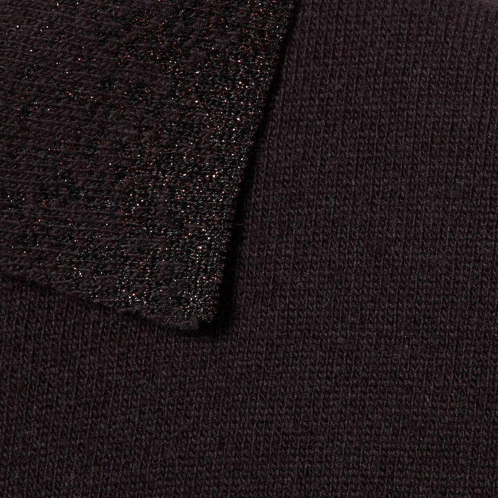 Knit wool lurex polo shirt with embroidery