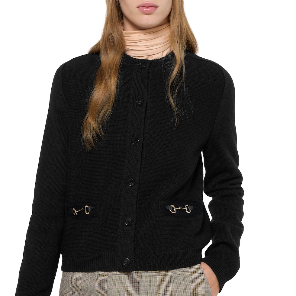 Wool cashmere cardigan with Horsebit