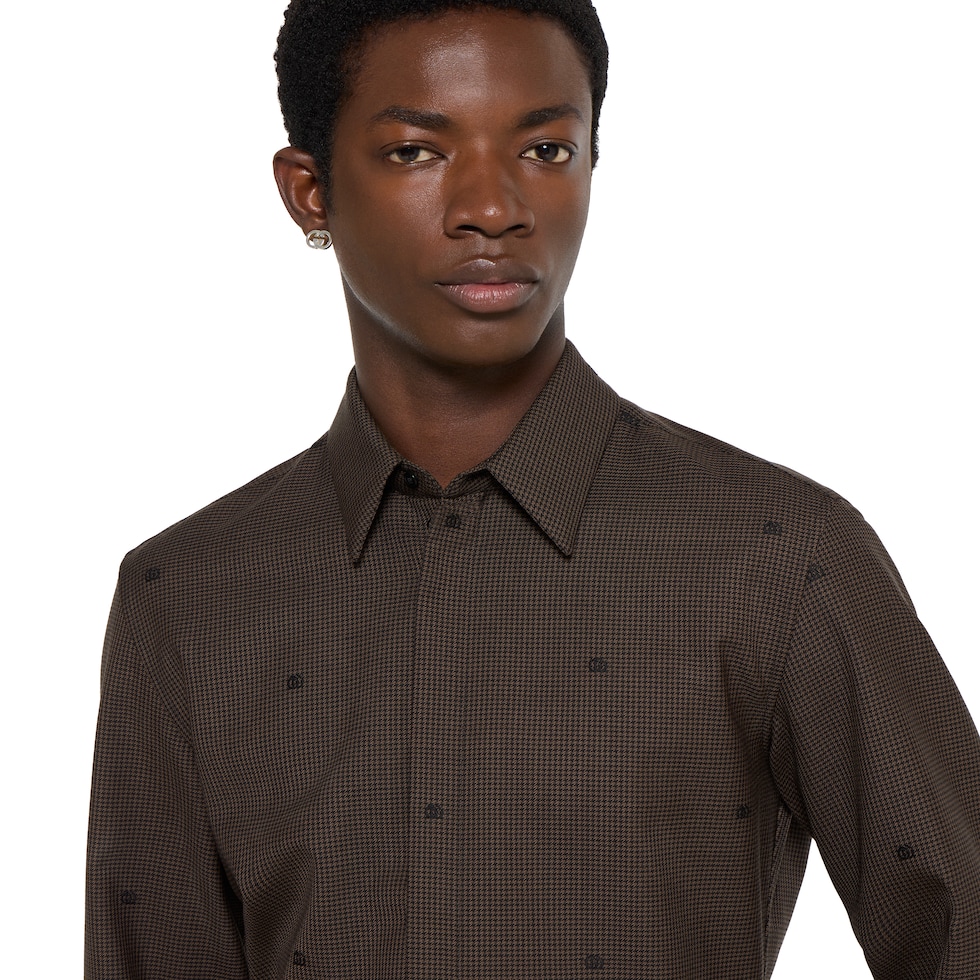  GG houndstooth wool jacquard shirt