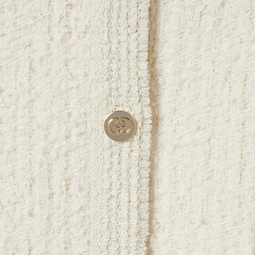 Wool lamé bouclé cardigan