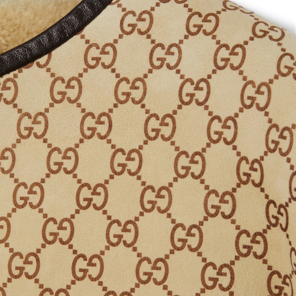 Printed GG shearling jacket