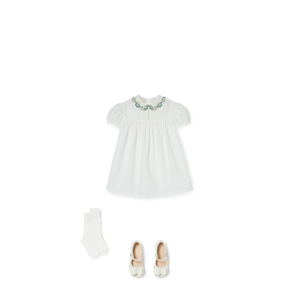 Abito neonato in cotone con ricamo