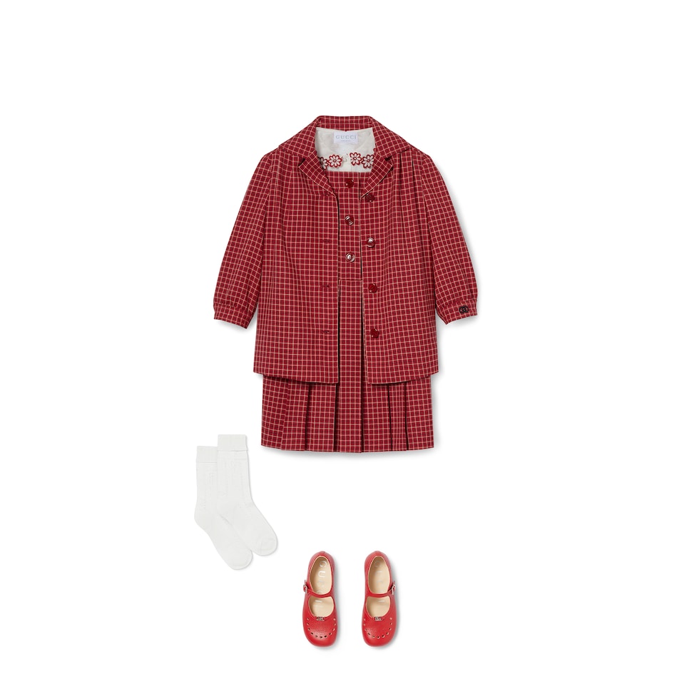 Children's check wool jacket