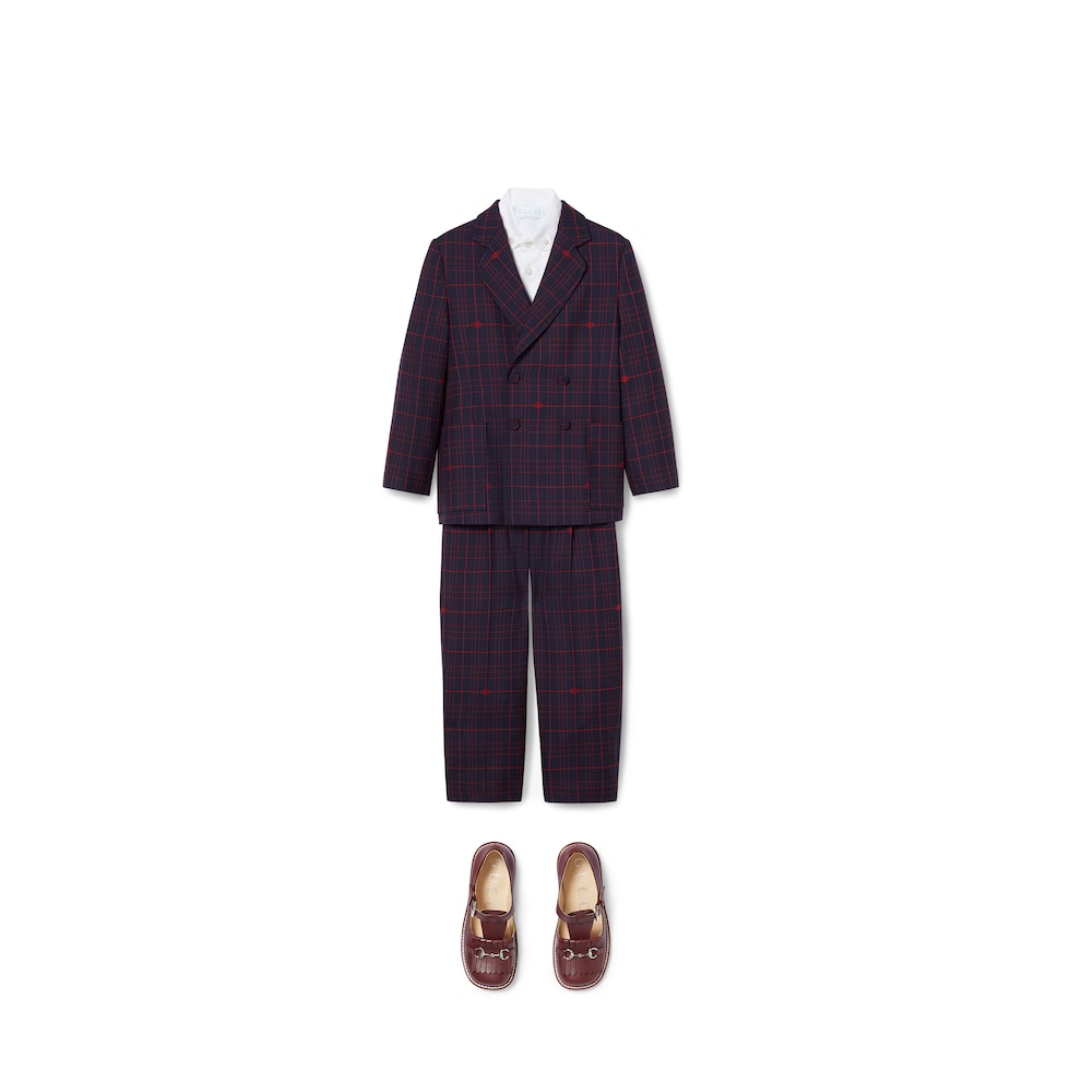 Children's Double G check wool jacket