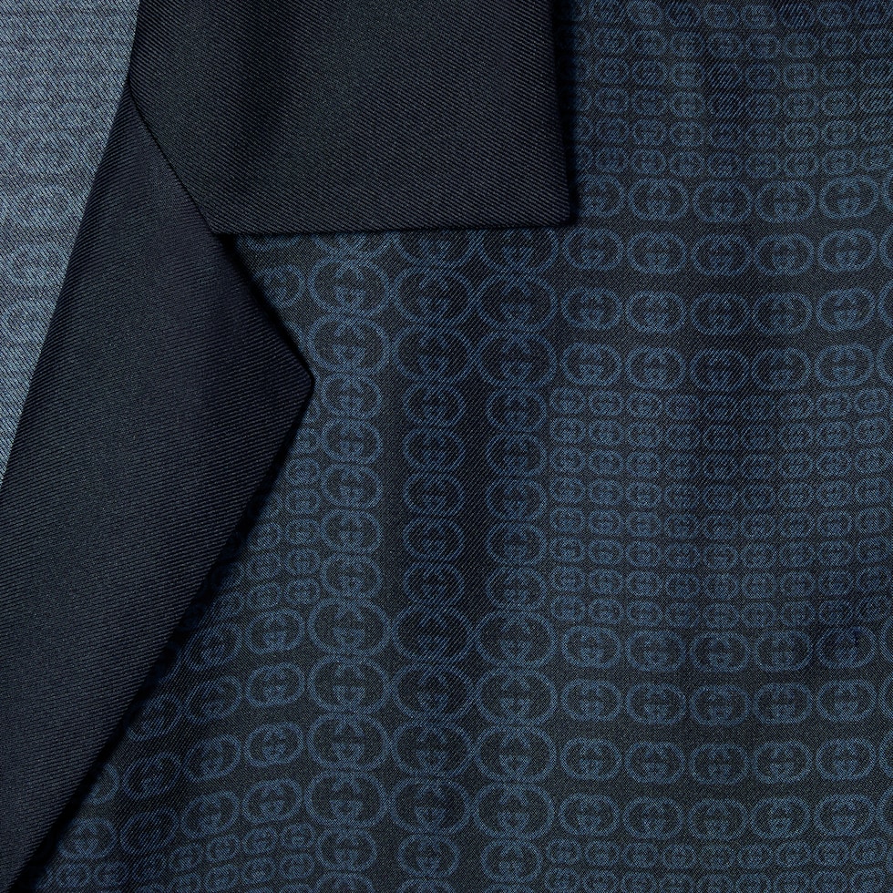 Printed silk twill bowling shirt