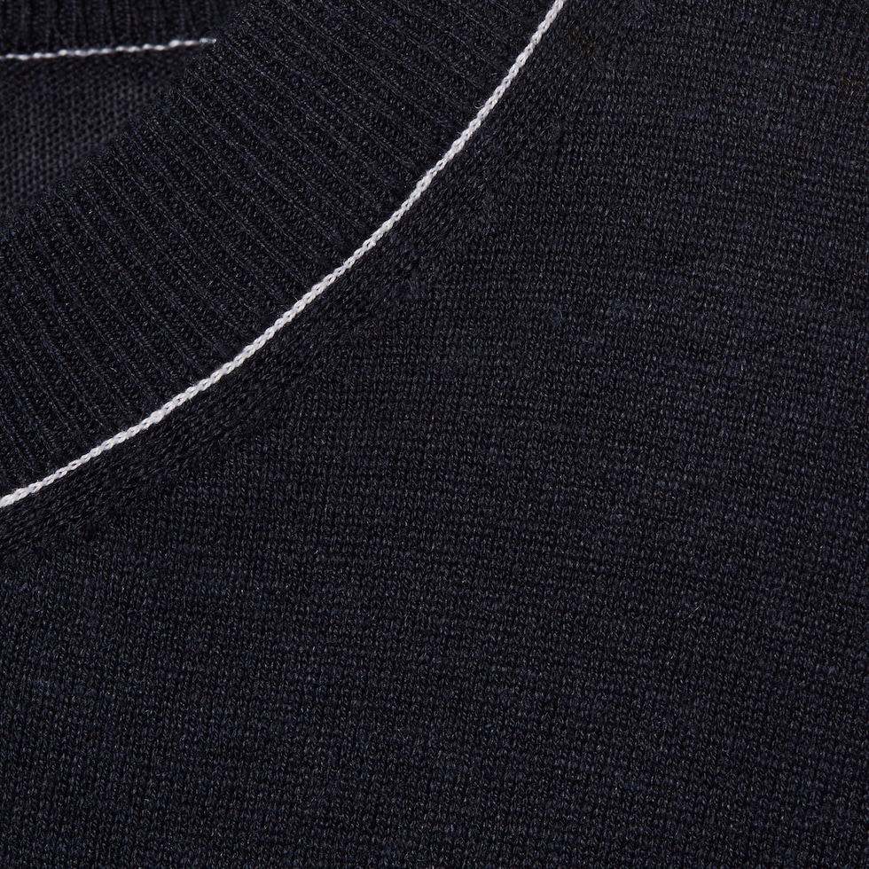 Knit silk linen T-shirt with intarsia