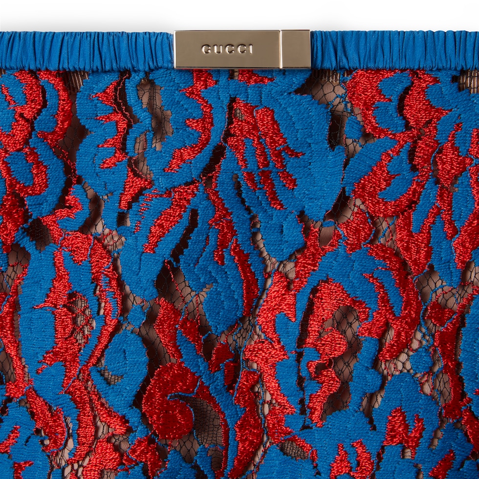 Floral lace wool skirt