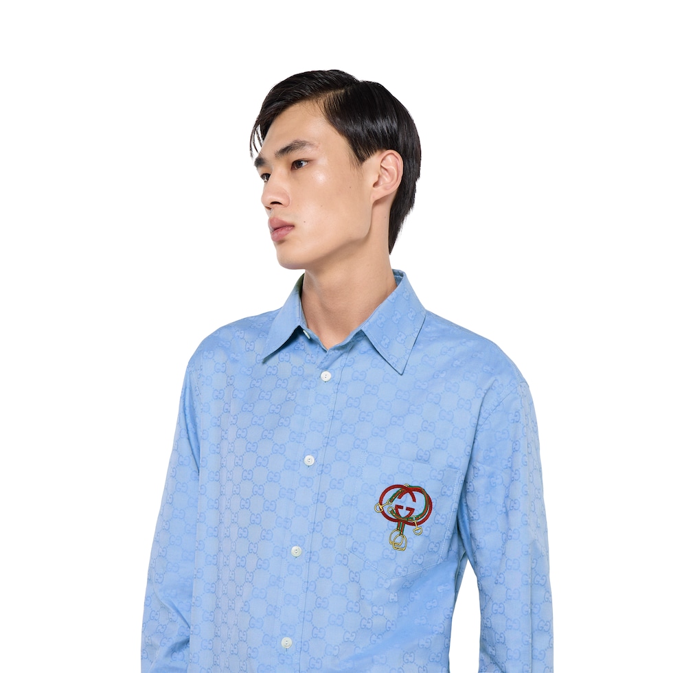 中国新年系列饰刺绣GG牛津棉衬衫