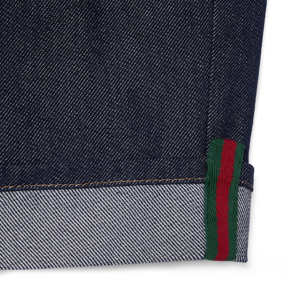 Shorts bambino in denim con nastro Web