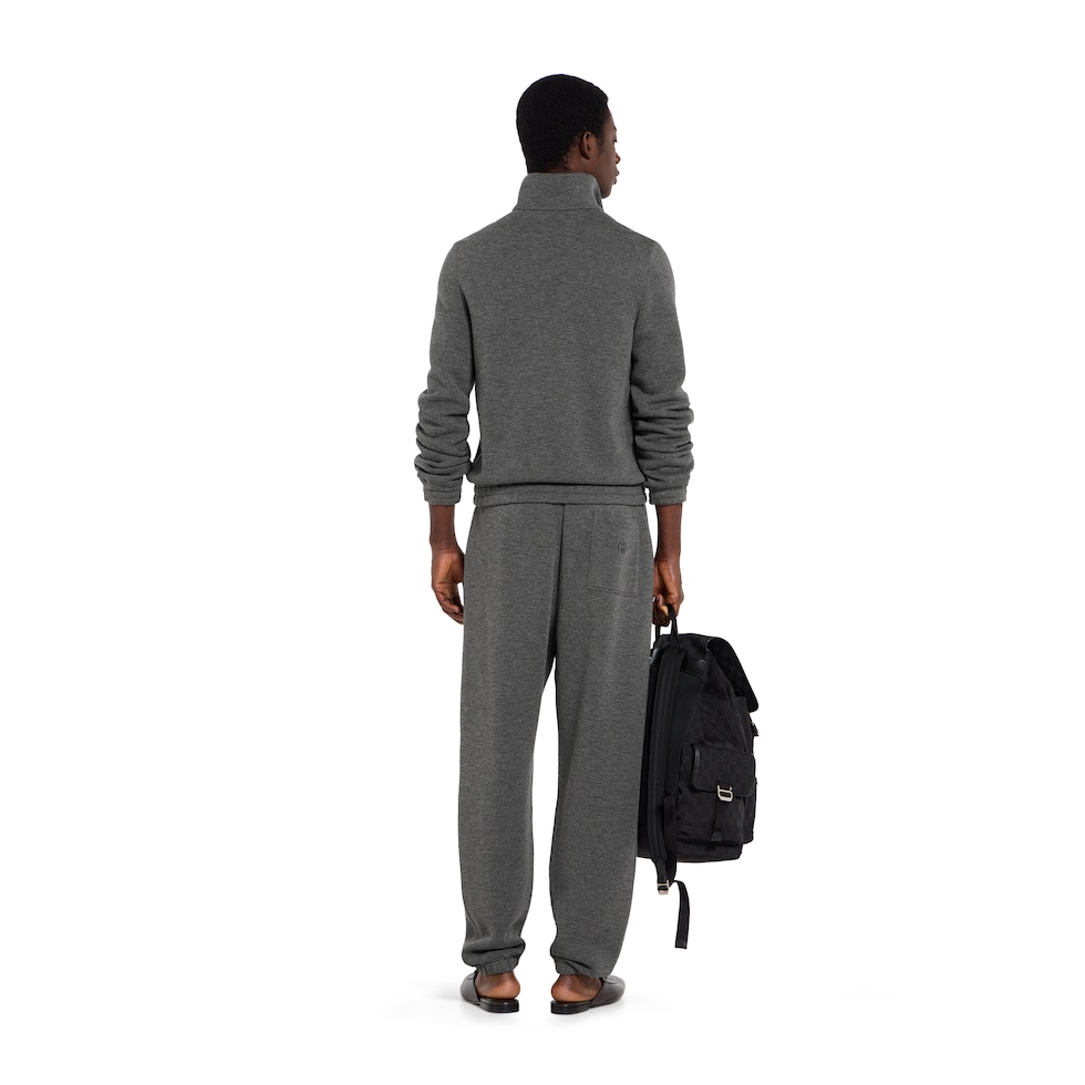 Double jersey jacquard zip jacket