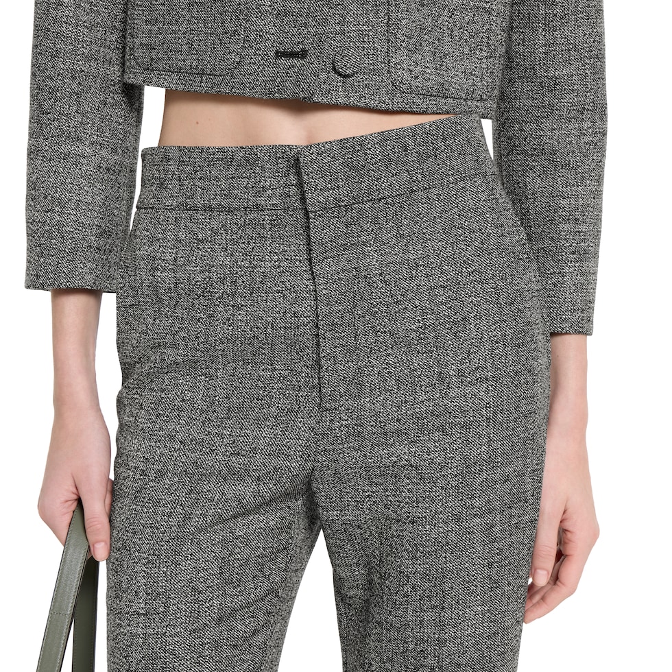 Wool grisaille trousers with embroidery