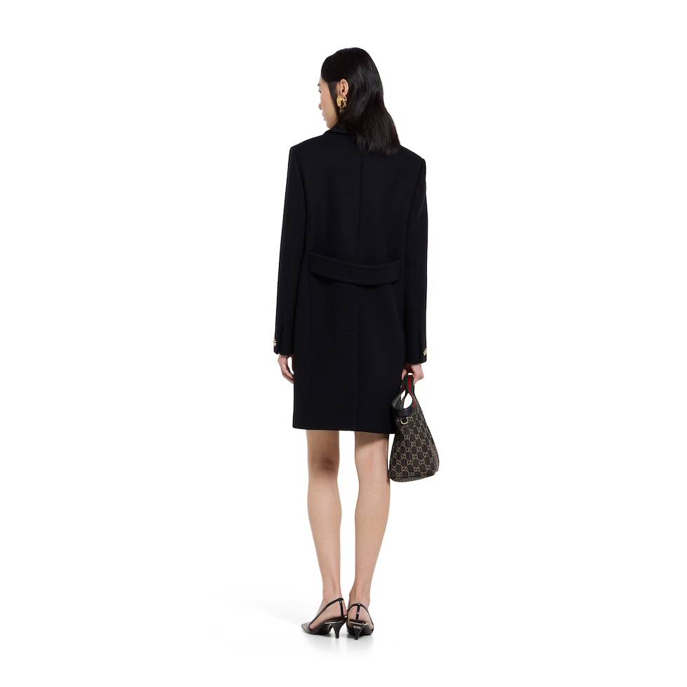 Cappotto in lana batavia con patch