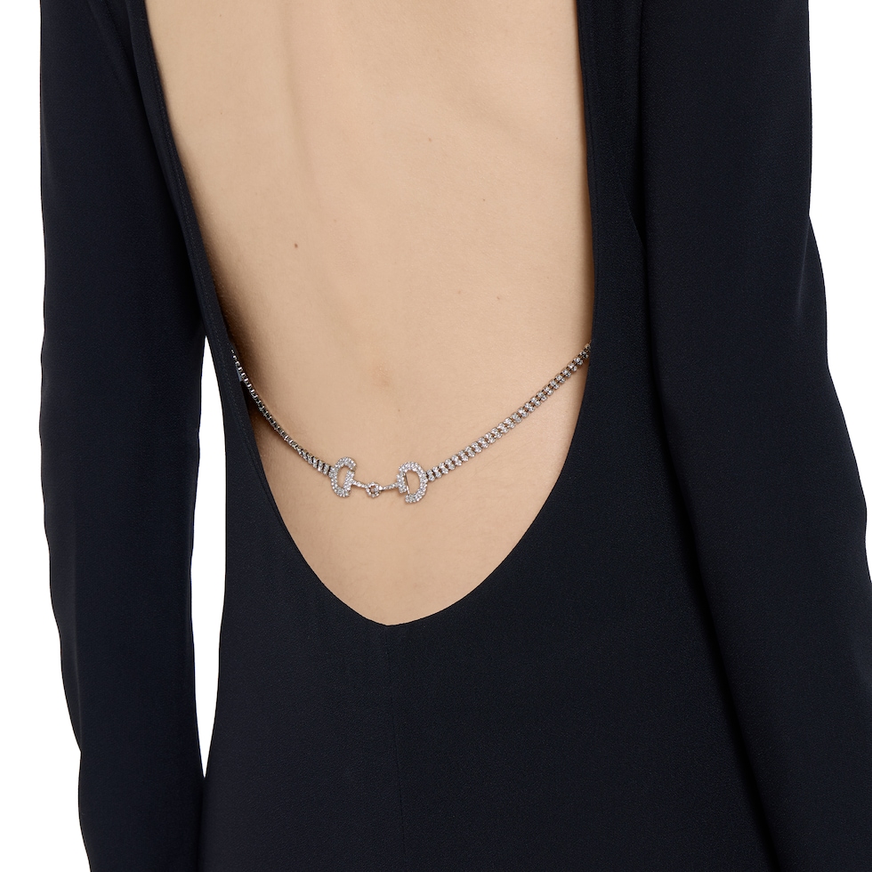 Satin dress with detachable Horsebit