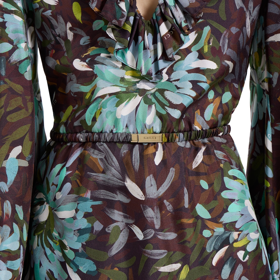 Printed silk twill dress