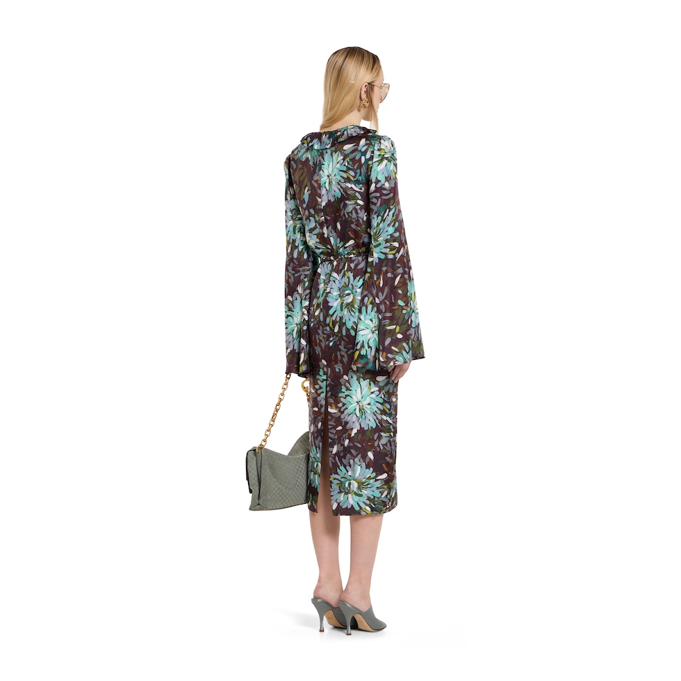 Printed silk twill dress