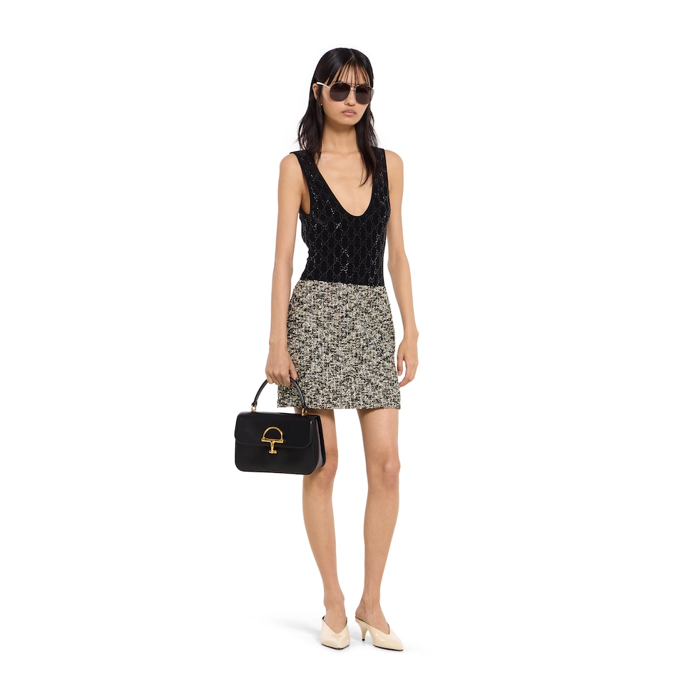 Rock aus laminiertem Bouclé-Stoff