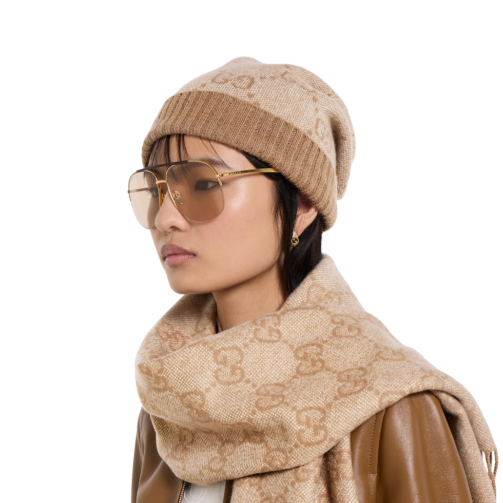 GG山羊绒金银丝线帽子