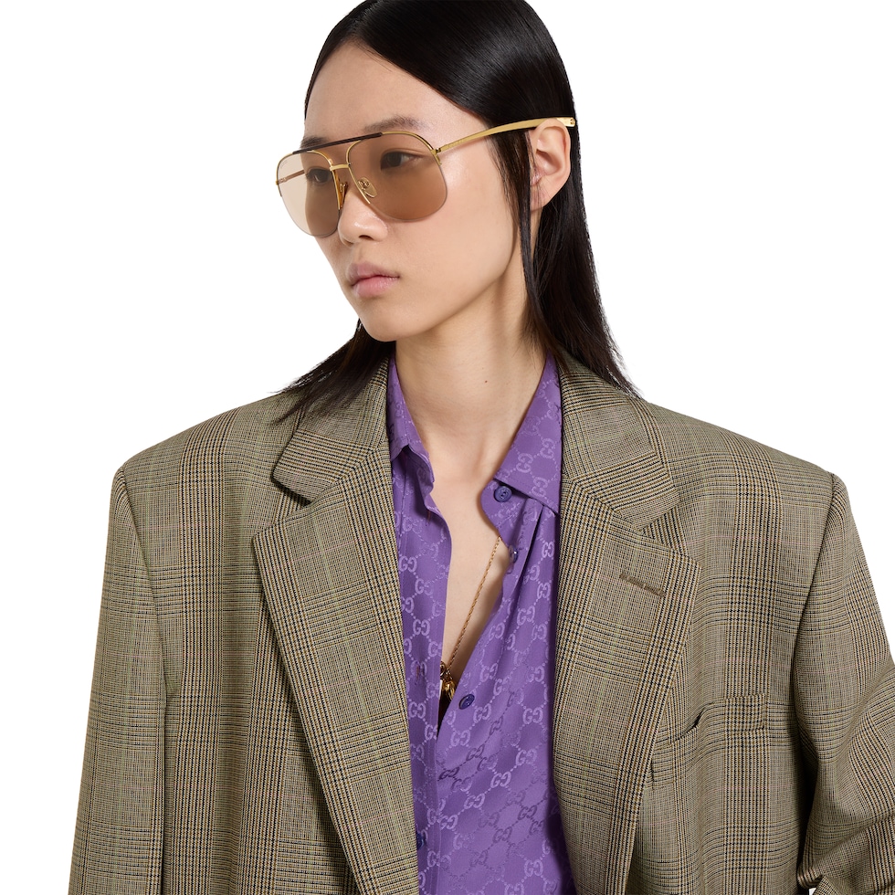 Camisa oversize de jacquard de seda con GG