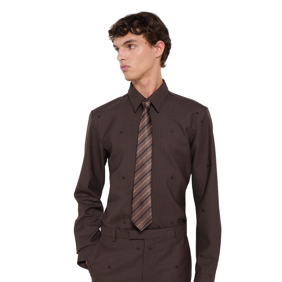 Krawatte aus Seidenjacquard mit diagonalem Horsebit