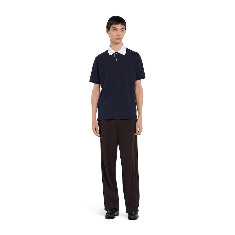 Stretch cotton piquet polo shirt