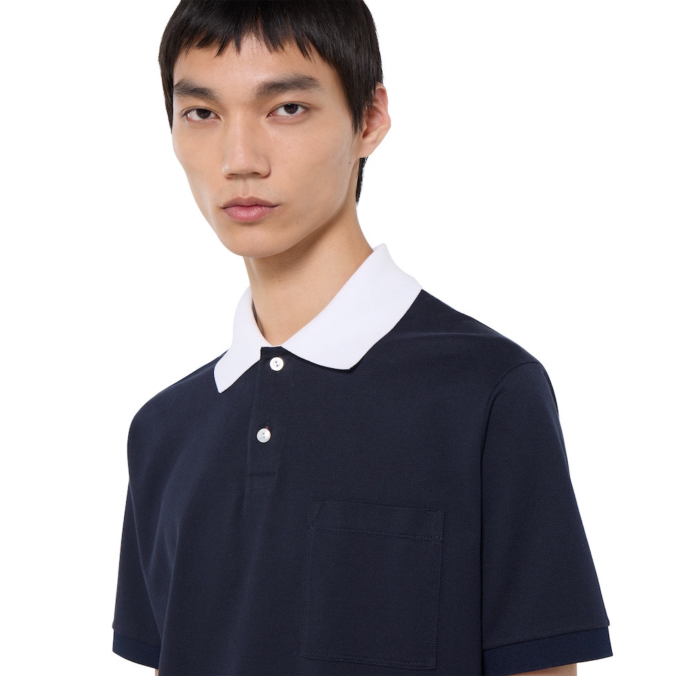 Stretch cotton piquet polo shirt