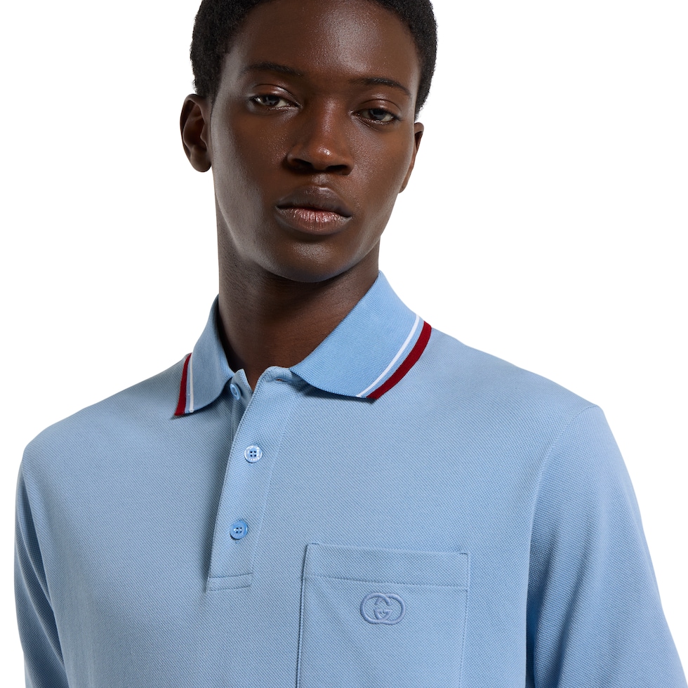 Cotton piquet polo shirt with embroidery