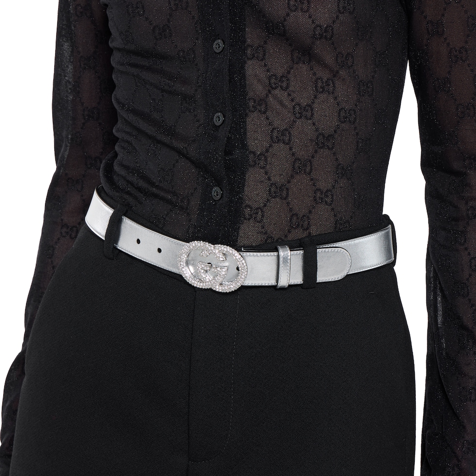 Thin belt with Interlocking G buckle