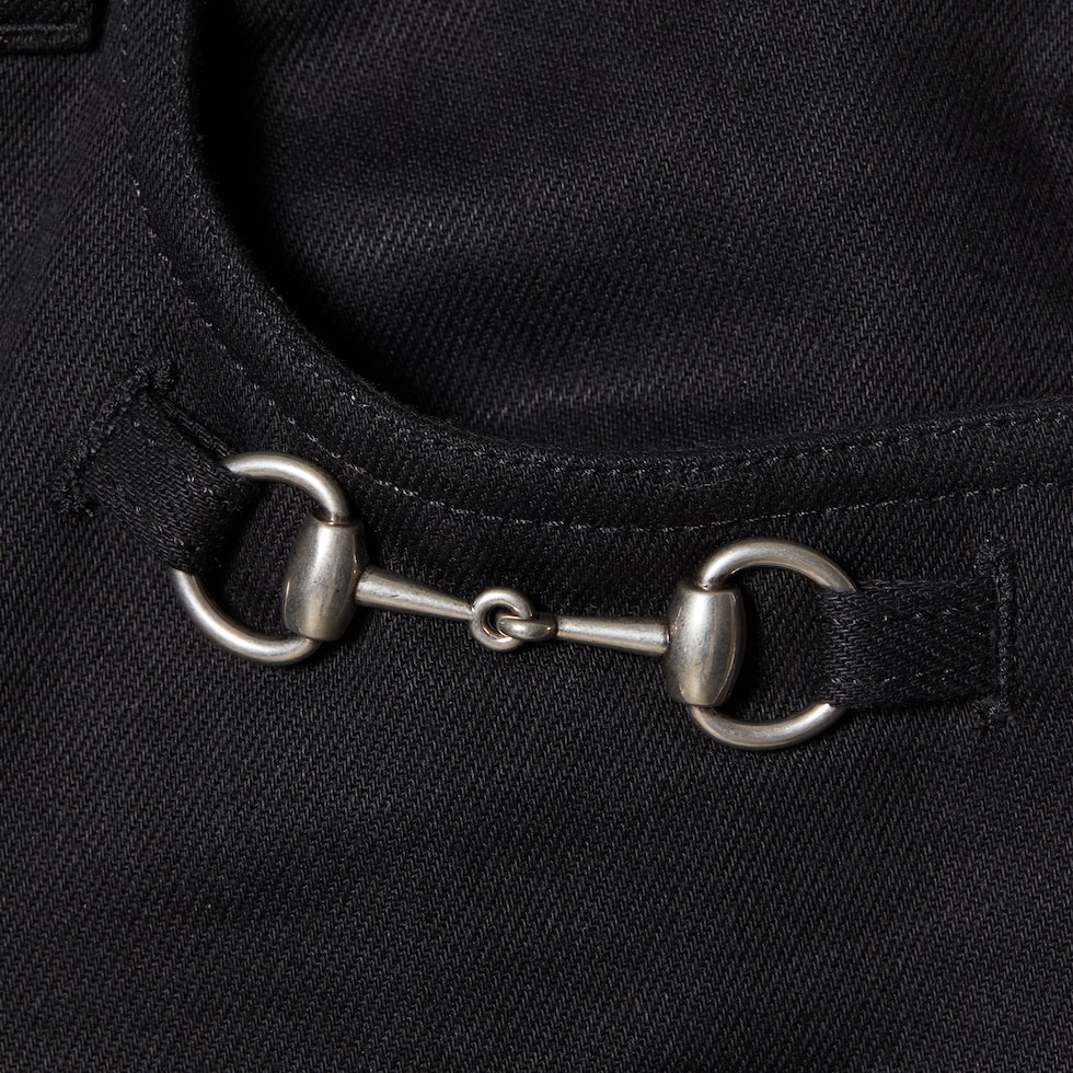 Cotton denim pants with Horsebit detail