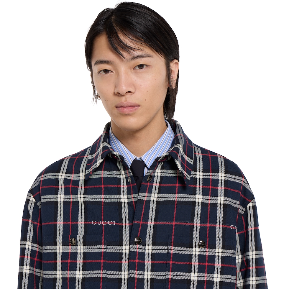 Tartan cotton jacquard padded shirt