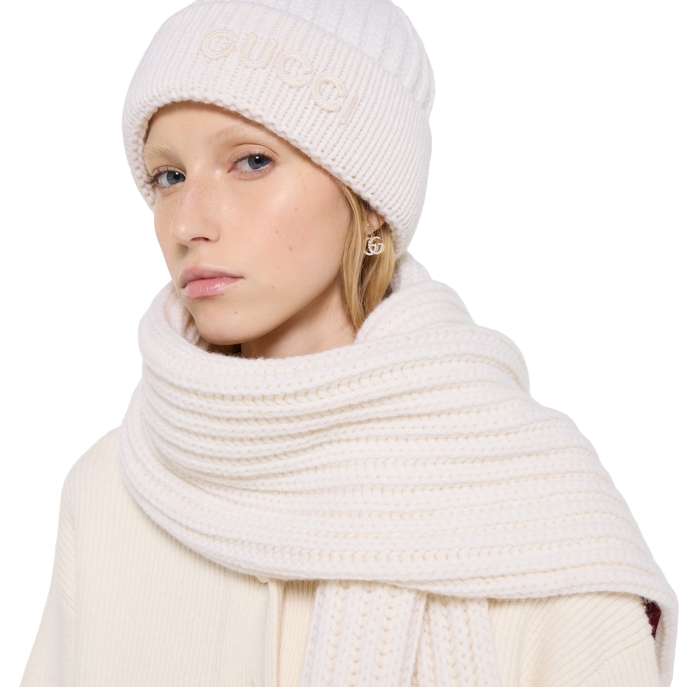 Bufanda de lana y cashmere con bordado