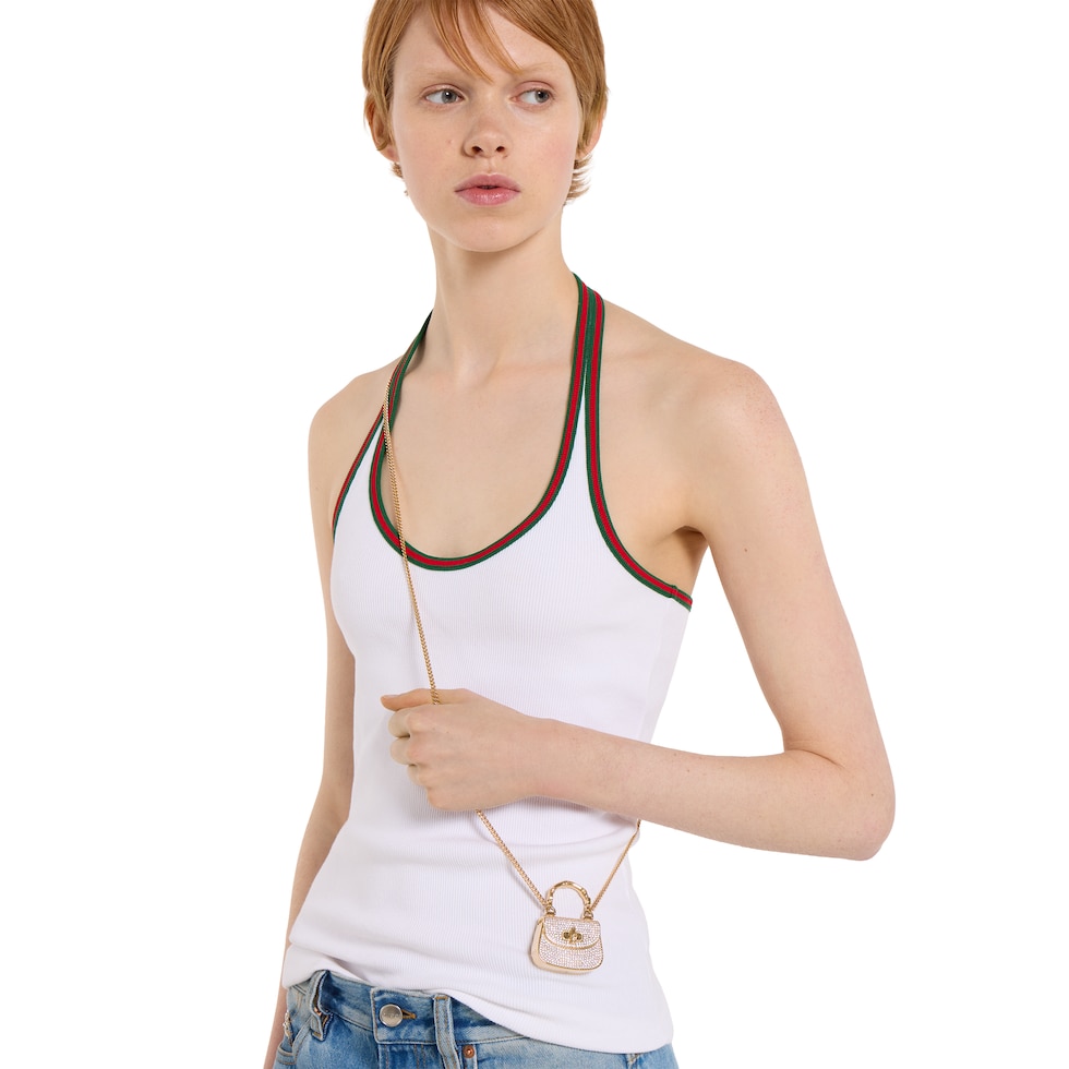 Collier porté croisé avec breloque Gucci Bamboo 1947