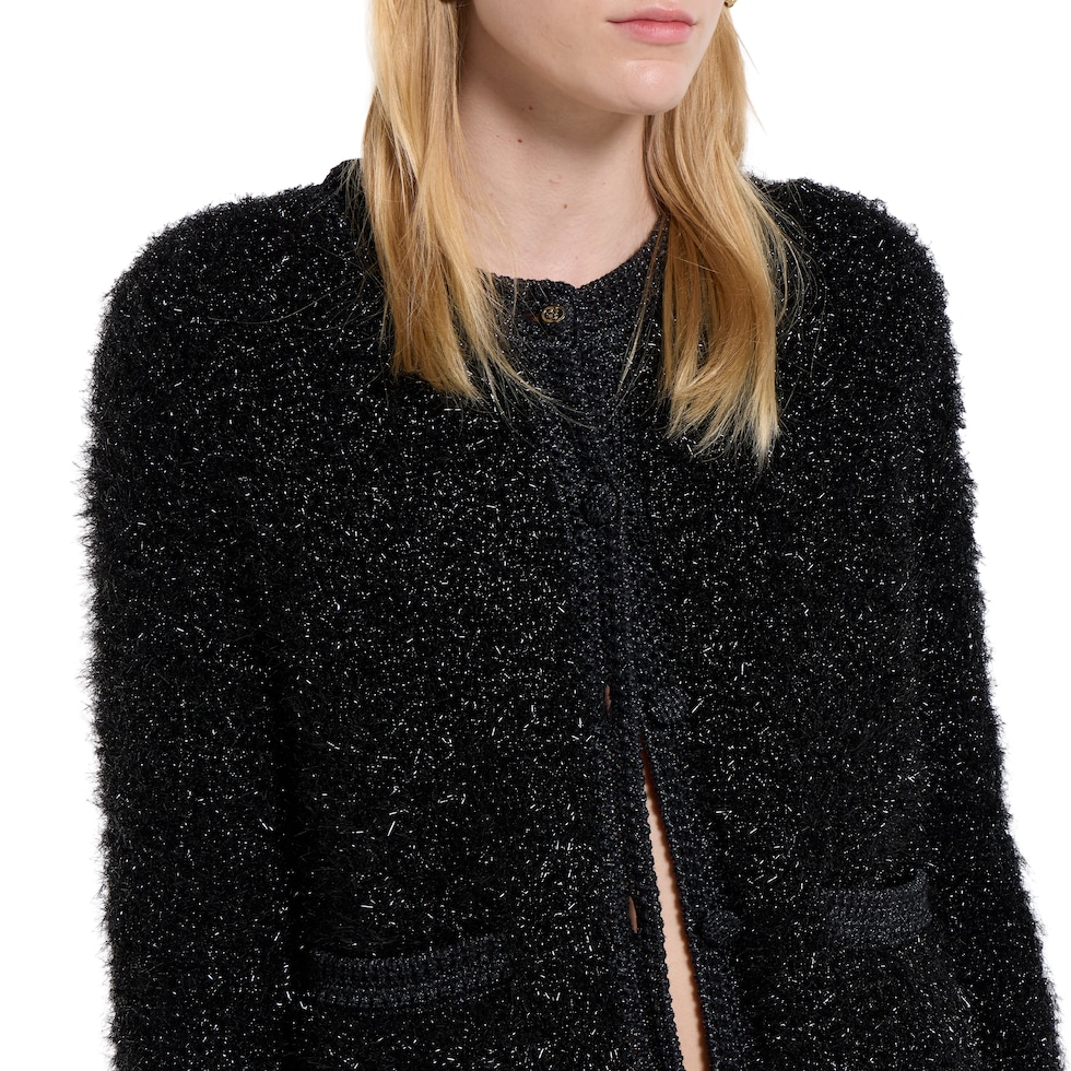 Cardigan aus glänzender, grober Wolle 