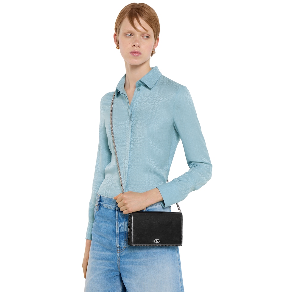 Portefeuille sur chaîne bicolore GG Marmont