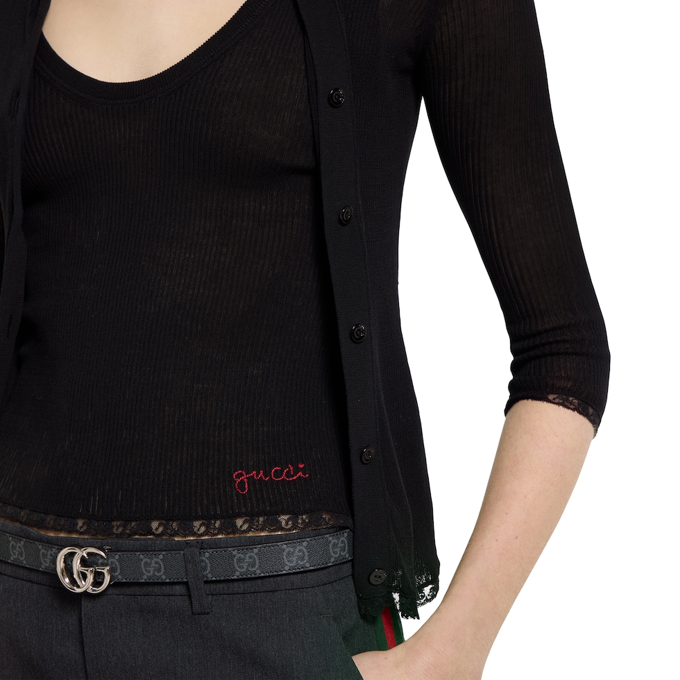 Cotton rib tank top with embroidery