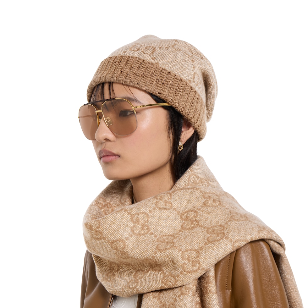 Gorro de lamé de cashmere con GG