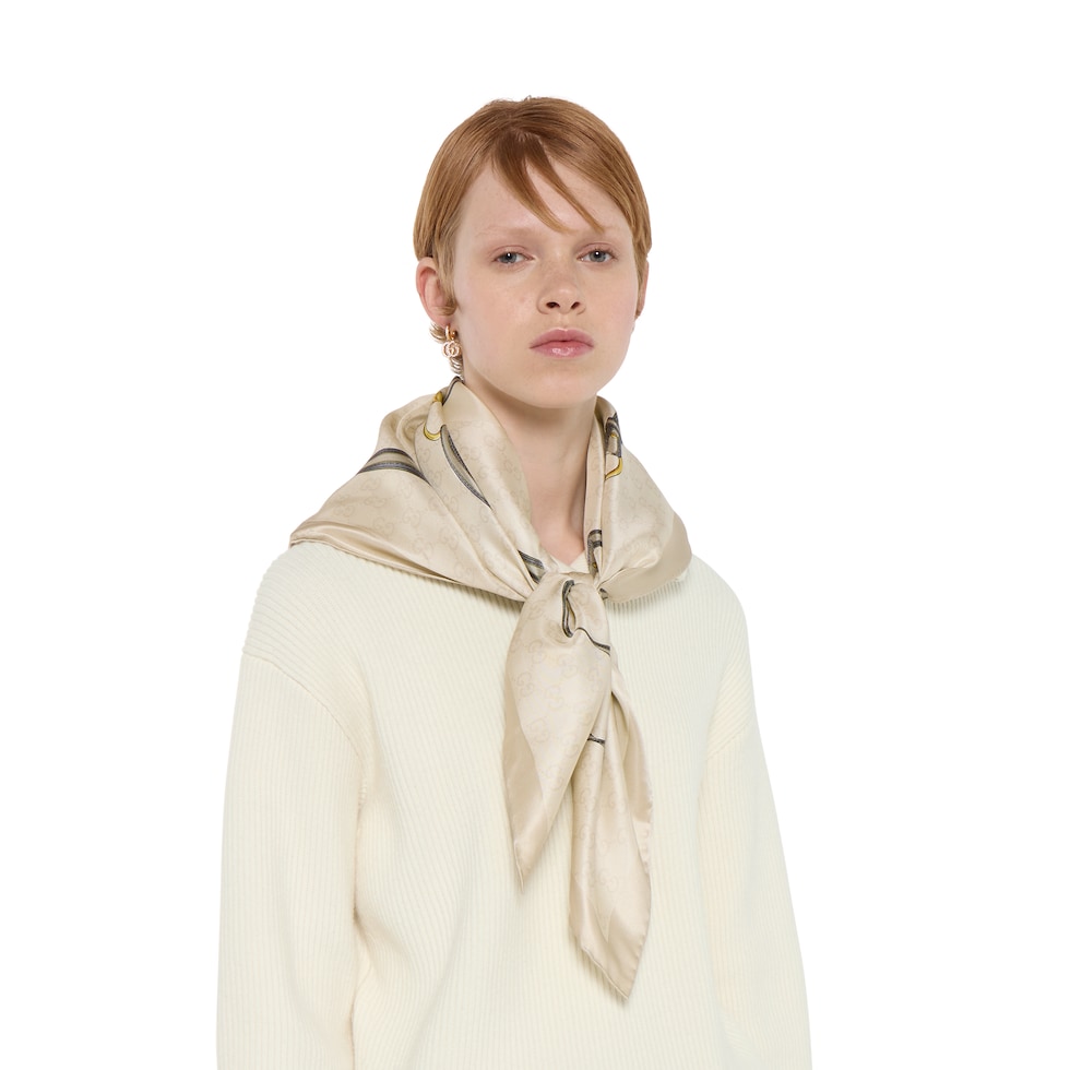 Carré in seta jacquard GG stampata