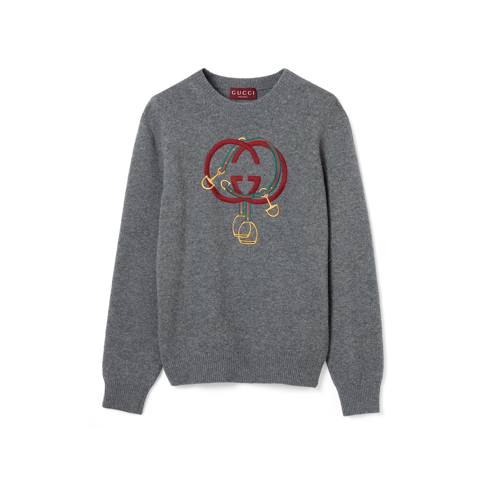 Pullover aus Wollstrick mit Stickerei