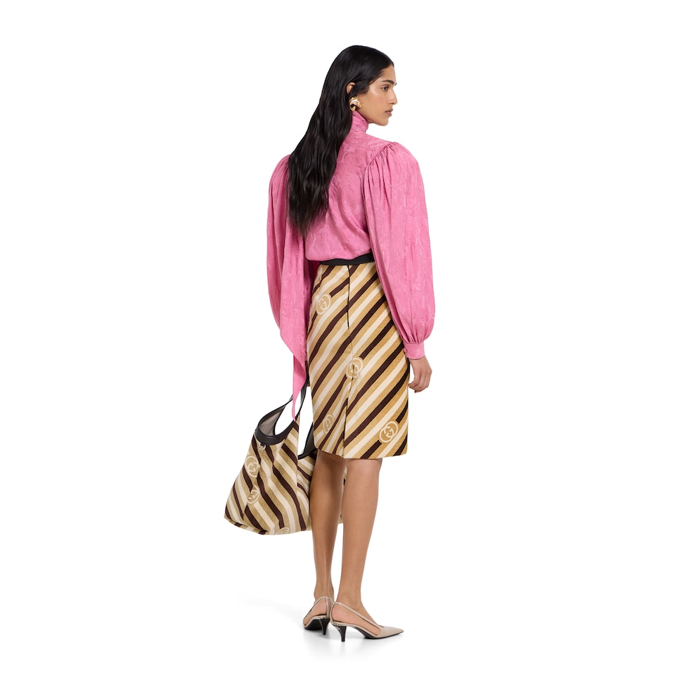 Silk twill shirt with ribbon