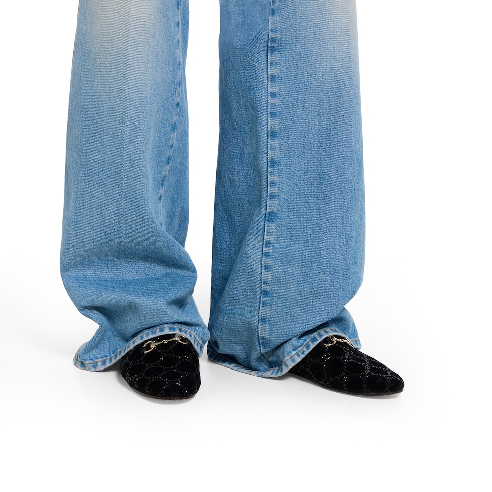 Mule GG con cristales y Horsebit para mujer