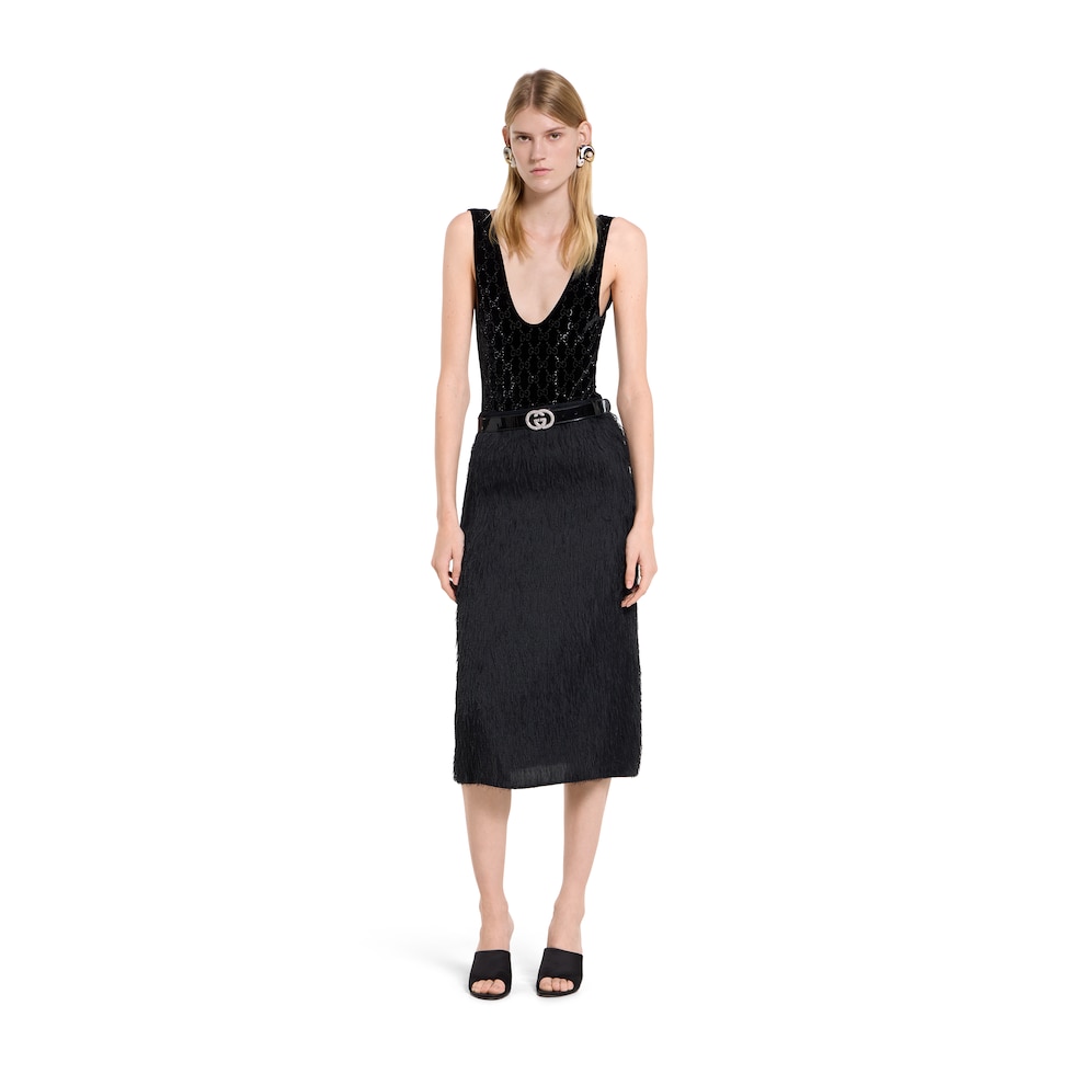 Thin belt with Interlocking G buckle