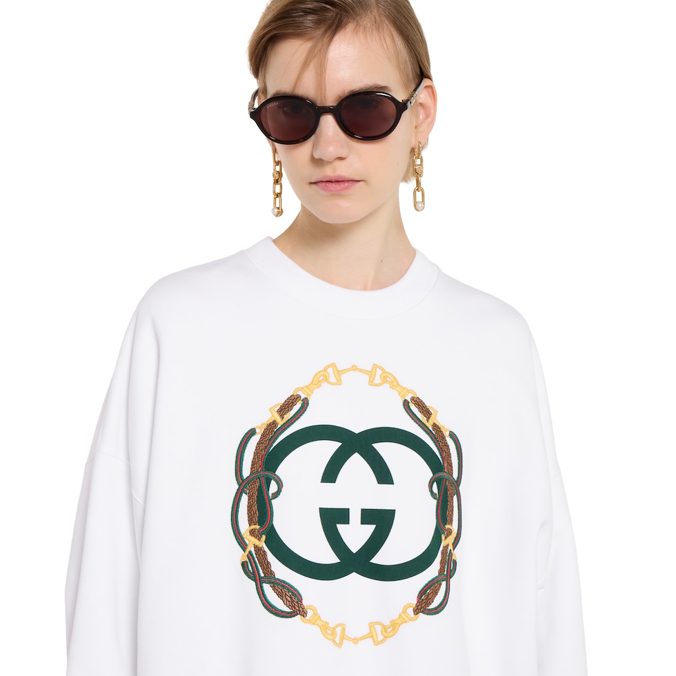 프린트 디테일의 코튼 저지 스웨트셔츠