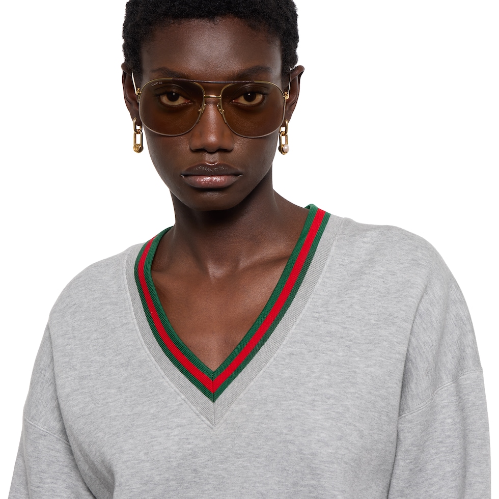 Sweat-shirt en jersey de coton avec bande Web 