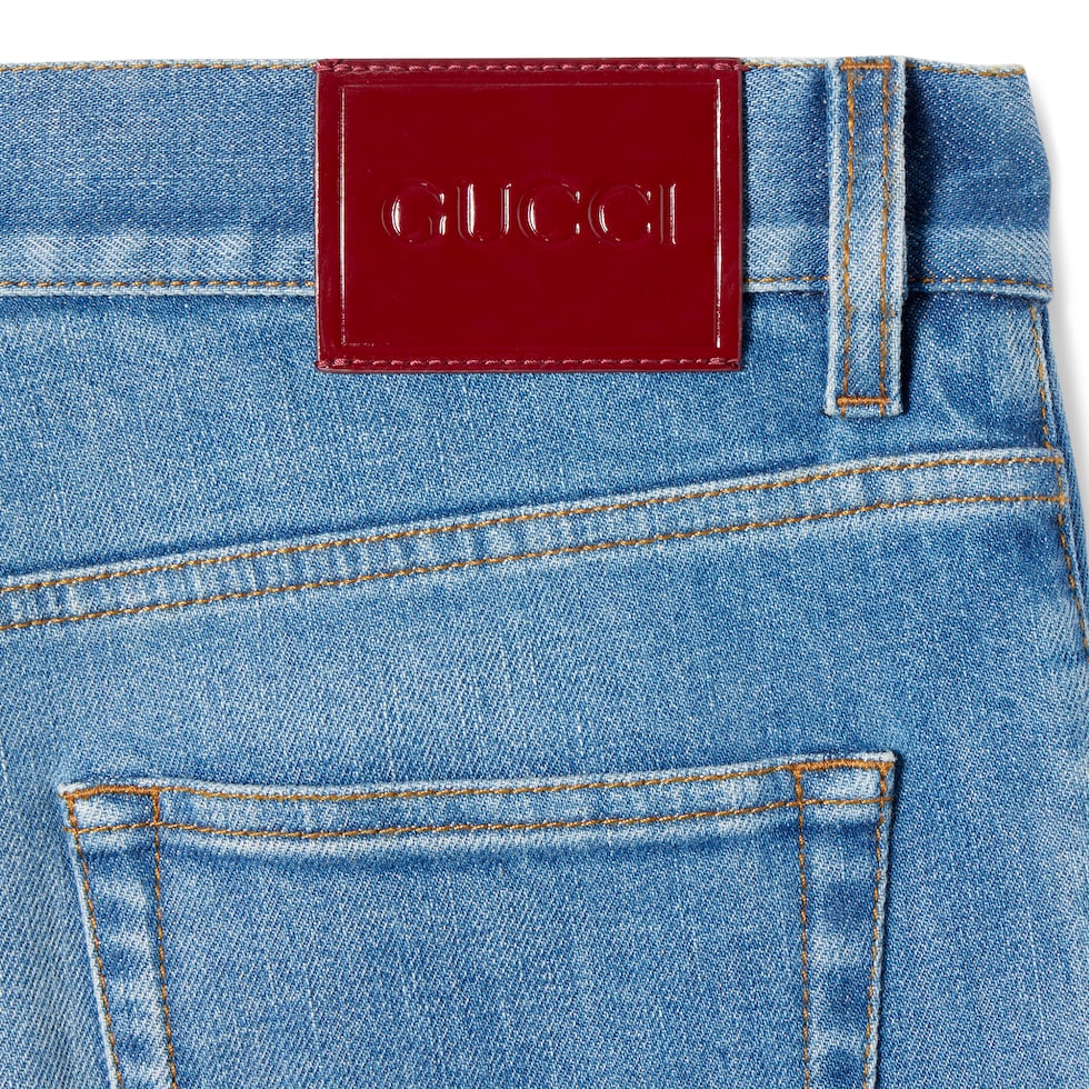 Flared stretch cotton denim pants