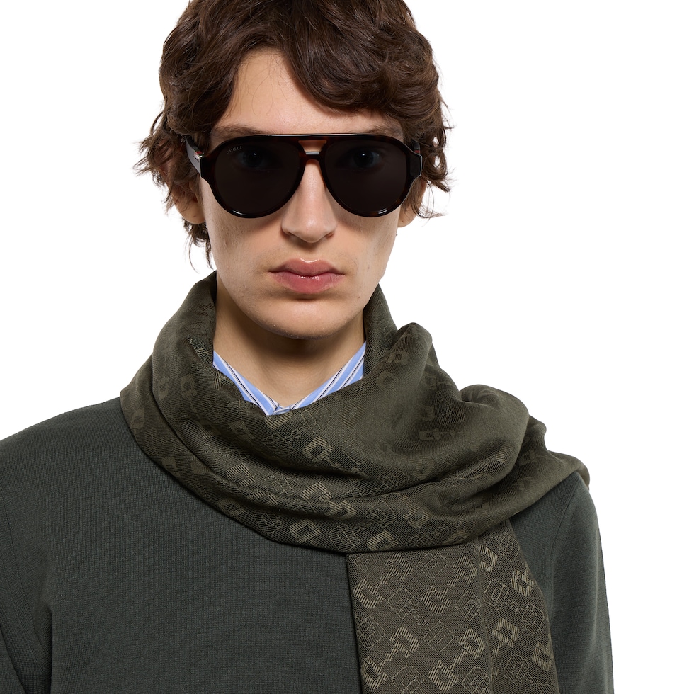 Silk wool Horsebit jacquard shawl